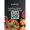 Reclameflyer A5 met logo, QR-code voor korting, pizza en hamburger. Ideaal voor flyer maken promoties.